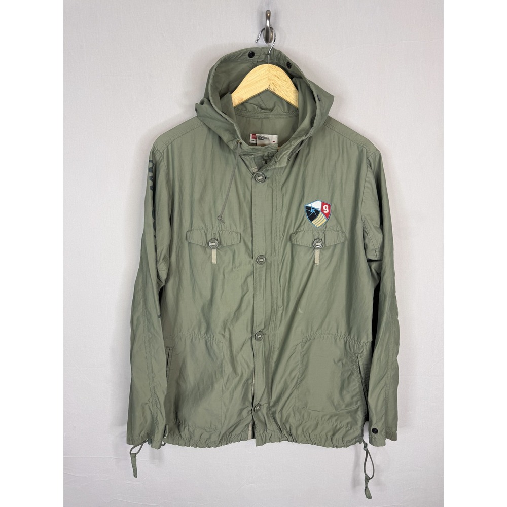 Diesel Industry Mens Olive Green Hooded Utility Jacket‎ Graphic Sleeve Size M